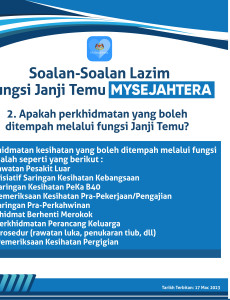 Soalan-Soalan Lazim Fungsi Janji Temu MySejahtera: Apakah Perkhidmatan Yang Boleh Ditempah?